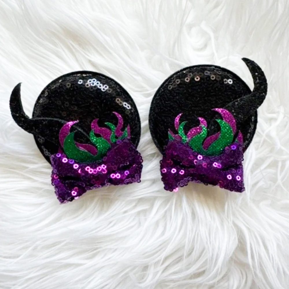 Maleficent Mouse Bow Clip Mouse Hair Clips Adult Disney Kid Hair Accessories